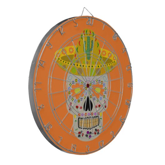 Mexicaanse dag van de dode schedel dartbord (Voorkant Links)