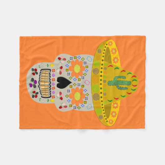 Mexicaanse dag van de dode schedel fleece deken (Voorkant (Horizontaal))