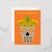 Mexicaanse dag van de dode schedel folie feestdagen briefkaart (Voorkant / Achterkant)