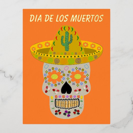 Mexicaanse dag van de dode schedel folie feestdagen briefkaart (Voorkant)