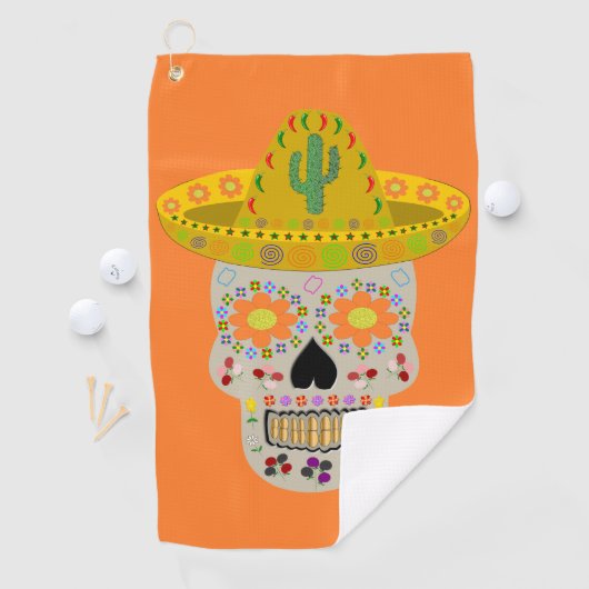 Mexicaanse dag van de dode schedel golfhanddoek (Insitu)