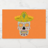 Mexicaanse dag van de dode schedel likeurfles etiket (Enkel label)