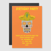 Mexicaanse dag van de dode schedel magnetische uitnodiging (Voorkant / Achterkant)