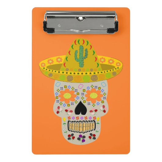 Mexicaanse dag van de dode schedel mini klembord (Voorkant)