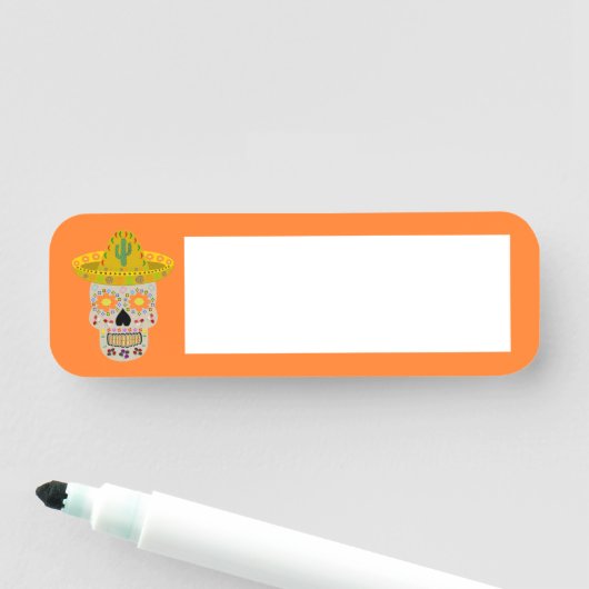 Mexicaanse dag van de dode schedel naamplaatje (In situ)