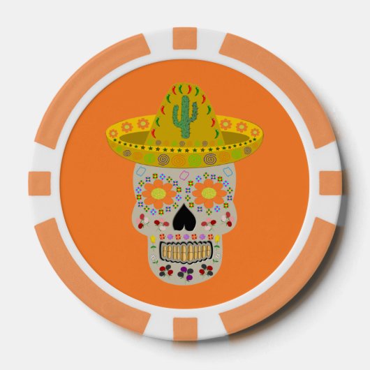 Mexicaanse dag van de dode schedel poker chips (Voorkant)