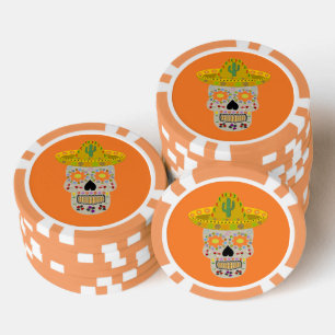 Mexicaanse dag van de dode schedel poker chips