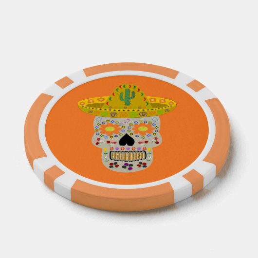 Mexicaanse dag van de dode schedel poker chips (Enkel)