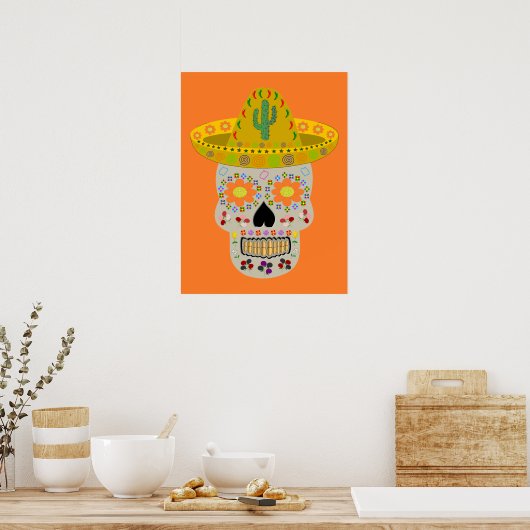 Mexicaanse dag van de dode schedel poster (Keuken)
