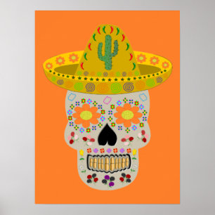 Mexicaanse dag van de dode schedel poster