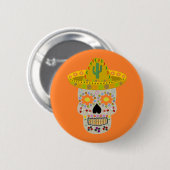 Mexicaanse dag van de dode schedel ronde button 5,7 cm (Voorkant /achterkant)