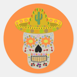 Mexicaanse dag van de dode schedel ronde sticker
