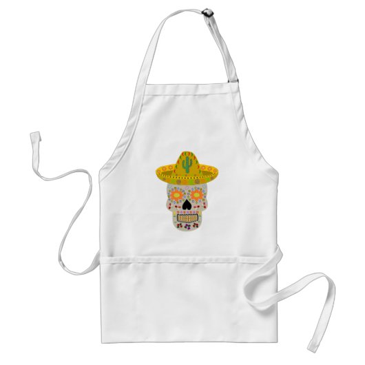 Mexicaanse dag van de dode schedel standaard schort (Voorkant)