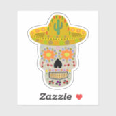 Mexicaanse dag van de dode schedel sticker (Vel)