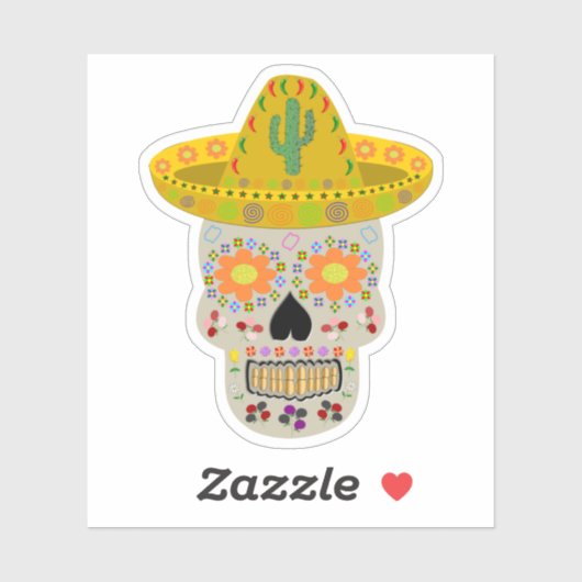 Mexicaanse dag van de dode schedel sticker (Vel)