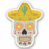 Mexicaanse dag van de dode schedel sticker (Voorkant)