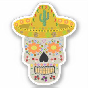 Mexicaanse dag van de dode schedel sticker