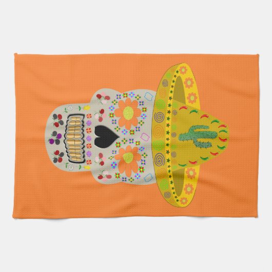 Mexicaanse dag van de dode schedel theedoek (Horizontaal)