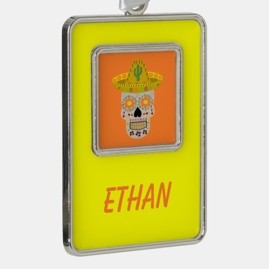 Mexicaanse dag van de dode schedel verzilverd omlijst ornament (Rechts)