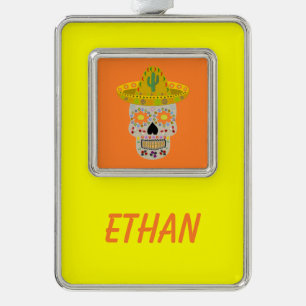 Mexicaanse dag van de dode schedel verzilverd omlijst ornament