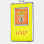 Mexicaanse dag van de dode schedel verzilverd omlijst ornament (Links)