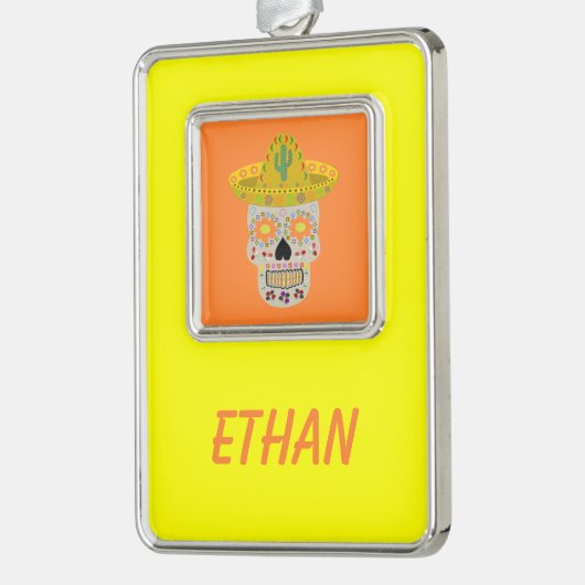 Mexicaanse dag van de dode schedel verzilverd omlijst ornament (Links)