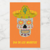 Mexicaanse dag van de dode schedel voedselcontainer etiket (Enkel label)