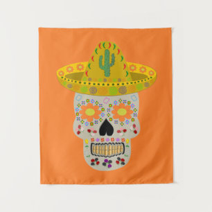 Mexicaanse dag van de dode schedel wandkleed