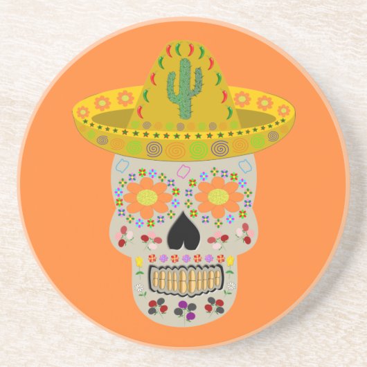 Mexicaanse dag van de dode schedel zandsteen onderzetter (Voorkant)