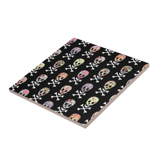 Mexicaanse dag van de dode schedelbeenderen kerami tegeltje (Zijkant)