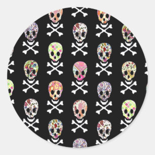 Mexicaanse dag van de dode schedelbeenderen ronde sticker