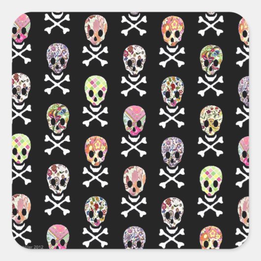 Mexicaanse dag van de dode schedelbeenderen vierkante sticker (Voorkant)