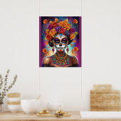 Mexicaanse dag van de dode suiker schedel meisje poster (Keuken)