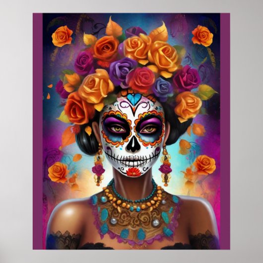 Mexicaanse dag van de dode suiker schedel meisje poster (Voorkant)
