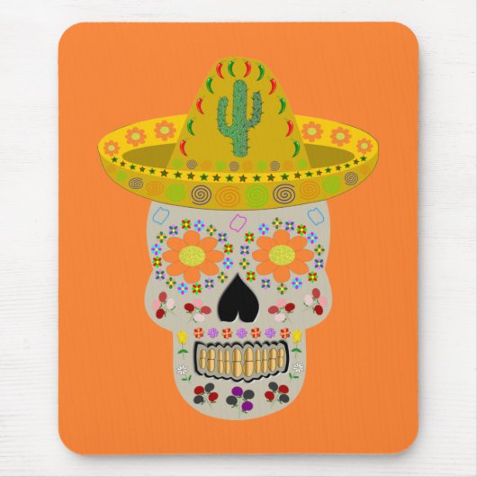 Mexicaanse Dag van de Doden Schedel Muismat (Voorkant)