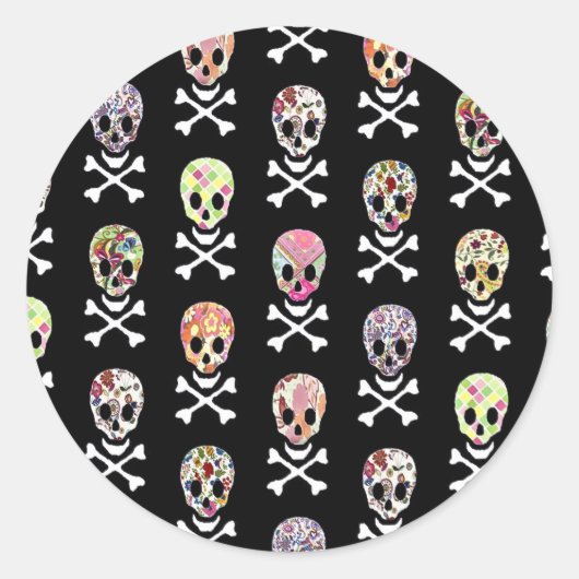 Mexicaanse Dag van Dode Schedel Kruisbeenderen Ronde Sticker (Voorkant)