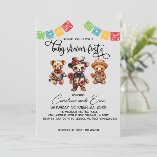 Mexicaanse Dag van het Dode Baby shower Fiesta Kaart (Staand voorkant)