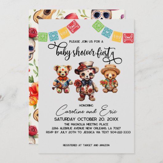 Mexicaanse Dag van het Dode Baby shower Fiesta Kaart (Voorkant / Achterkant)