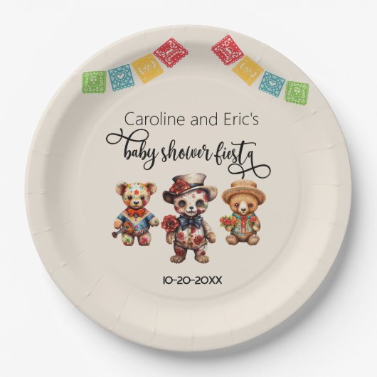 Mexicaanse Dag van het Dode Baby shower Papieren Bordje (Voorkant)