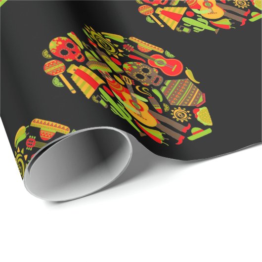 Mexicaanse dag van het dode Mexico Cadeaupapier (Rol Hoek)