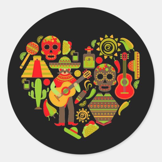 Mexicaanse dag van het dode Mexico Ronde Sticker (Voorkant)