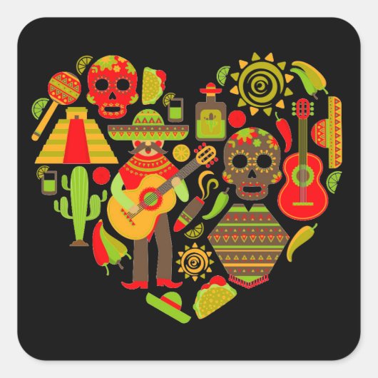 Mexicaanse dag van het dode Mexico Vierkante Sticker (Voorkant)