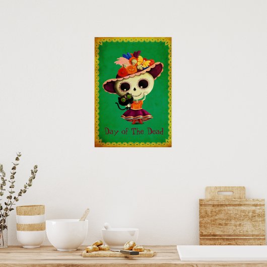 Mexicaanse dag van het dodenmeisje poster (Keuken)