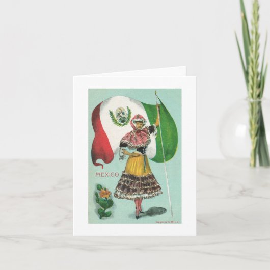 Mexicaanse Dame & de vlag-Vroege jaren 1900 Kaart (Voorkant)
