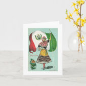 Mexicaanse Dame & de vlag-Vroege jaren 1900 Kaart (Gele Bloem)