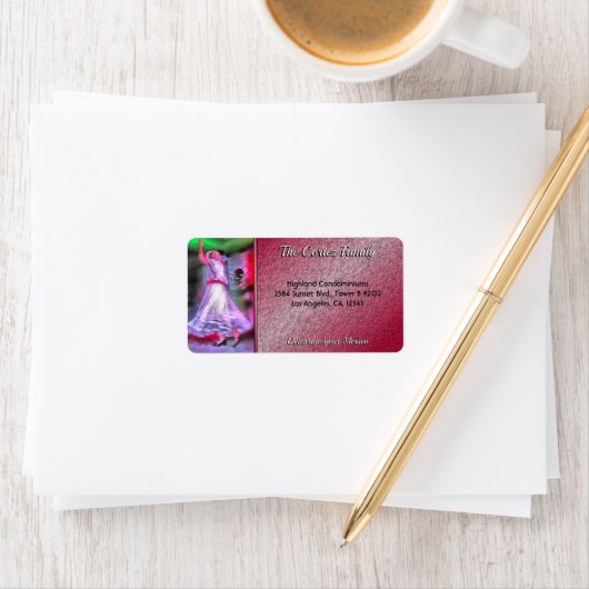 Mexicaanse danser 0175 adreslabel vieren etiket (Insitu)