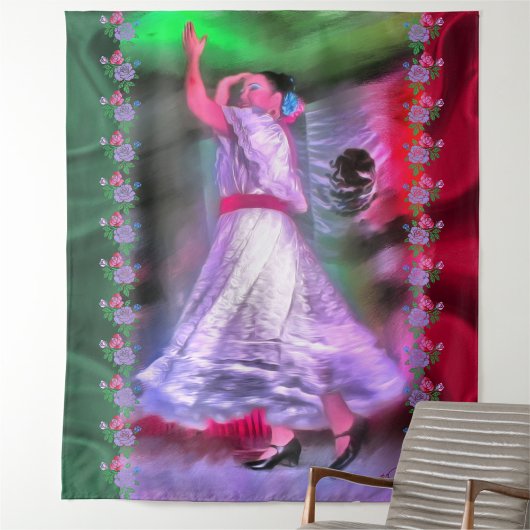 Mexicaanse danser & Rozen 0175 Wandkleed