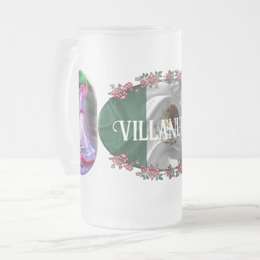 Mexicaanse danser & vlag 0175 matglas bierpul (Voorkant links)