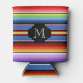 Mexicaanse Deken Fiesta Strepen Kleurrijk Monogram Blikjeskoeler (Voorkant)