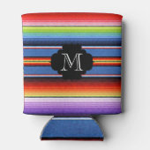 Mexicaanse Deken Fiesta Strepen Kleurrijk Monogram Blikjeskoeler (Achterkant)
